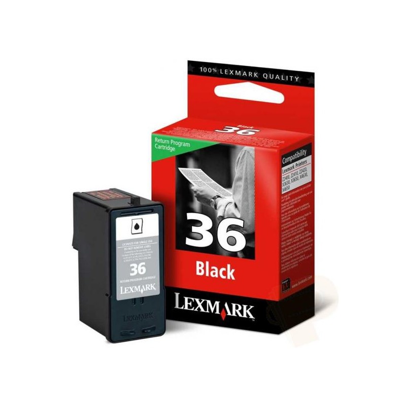 CARTUCCIA LEXMARK 36 BK RIGE, 175P
Lexmark PRINTER Z2400,Z2410,Z2420,

Lexmark AII IN One X3630,X3650,X4630,X4650X,5650,X6650,X6